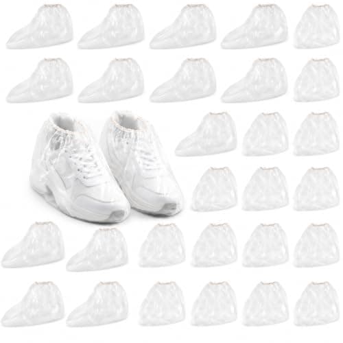 15 Pairs Reusable Waterproof Shoe Covers, Thick Non-Slip Clear Overshoes