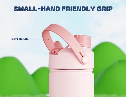 POWCAN Insulated Water Bottle with 2-in-1 Straw and Spout Lid, Keep Cold 24H, Leak-Proof, Fits in Car Cup Holder, Stainless Steel Water Bottle for Sports, School, 532 ml, Cotton Candy — view 6