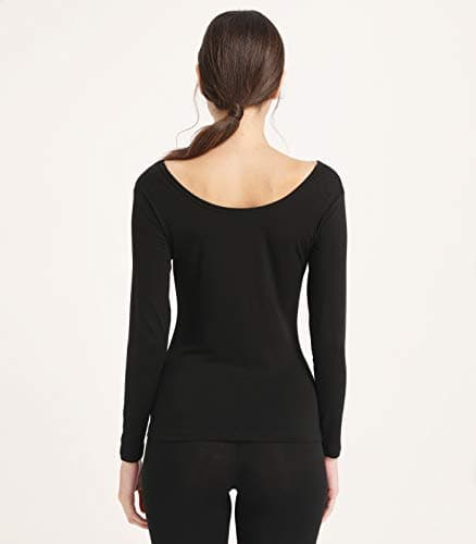 Mcilia Women's Ultrathin Modal Thermal Baselayer Top Scoop Neck Long Sleeve Undershirt Black Medium (UK Size 12 14) — view 5