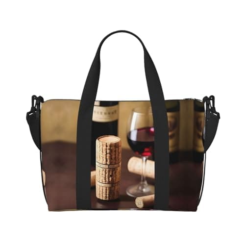 Wine cork print Travel Duffel Bag,workout duffel bag, overnight shoulder Bag,Weekender Bag for Women Men, Black, One Size — view 3