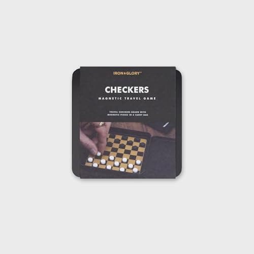 Iron & Glory Magnetic Travel Checkers Set in Durable Tin Case | Compact & Portable Board Game with Secure Magnetic Pieces | Perfect for On-the-Go Fun & Strategy | Includes Fabric Carry Pouch — view 2