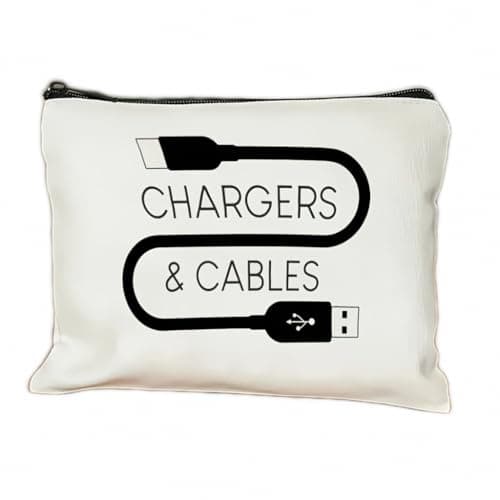 Cable Organiser Bag, Compact Rectangular Travel Cable Bag, White, 1-Pack