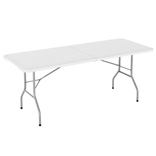 mcc direct 6ft (180cm) Folding Table Heavy Duty – Indoor & Outdoor Plastic Table for Garden, Picnic, BBQ, Camping, Party & Catering (White)