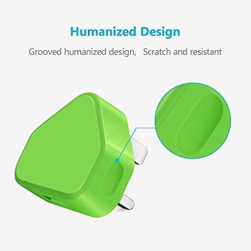 AMO® Charger Plug, UK 3 Pin Plug Charger, Adapter Compatible with Samsung Galaxy Compatible with iOSiPhone iOSiPad Sony Tab HTC Windows Phone Tablet Laptop (Green) — view 6