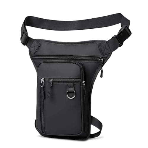 Flintronic Motorcycle Leg Bag, Hiking Waist Pack, Thigh Fanny with Adjustable Waist and Thigh Strap, Multi-Function Sports Pouch Bag, for Men Women Cycling Running Traveling and Fishing