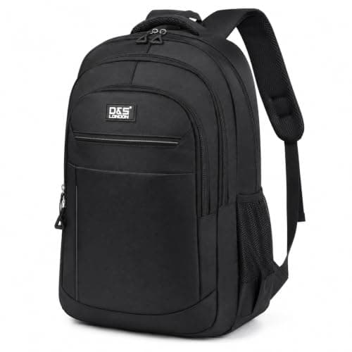 D&S London Laptop Backpack for Men & Women - Weatherproof Travel Rucksack for Work, School & Business - 15.6-17 inch Laptop Bag, Large 30L Capacity, Anti-Theft Flight Cabin Bag (Grey),Black