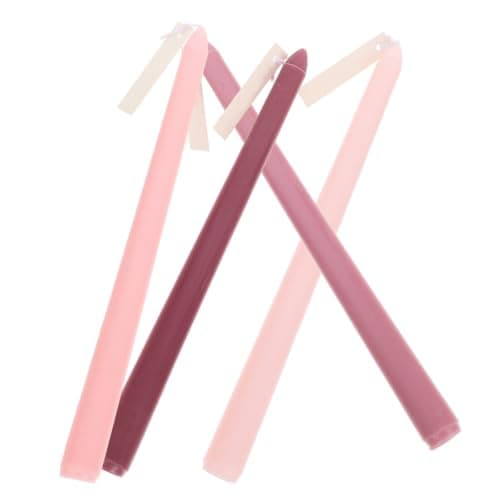 ULDIGI 4Pcs Long Pole Scented Candles Set with Gradual Pink Color, Nordic Style Aromatherapy Rose Fragrance, Decorative Dining Atmosphere Candles for Wedding and Romantic Dinner