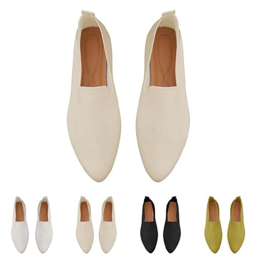 Knit Ballet Flats For Women - Women'S Flats Shoes Comfortable Dressy Slip On Flat Fashion Pointed Toe Knit Ballet Classic Softable Shoes Lightweight Breathable Pumps Shoes Summer Shoes