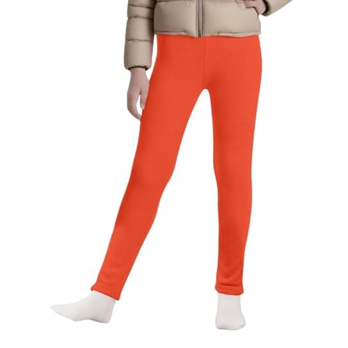 Girls' Leggings 116 Cotton High Waist Slim Tight Trousers Comfortable Soft Relax Trousers Windproof Lightweight Thermal Leggings Slim Fit Foot Leggings Available Daily Travel, orange, 160 cm — view 4