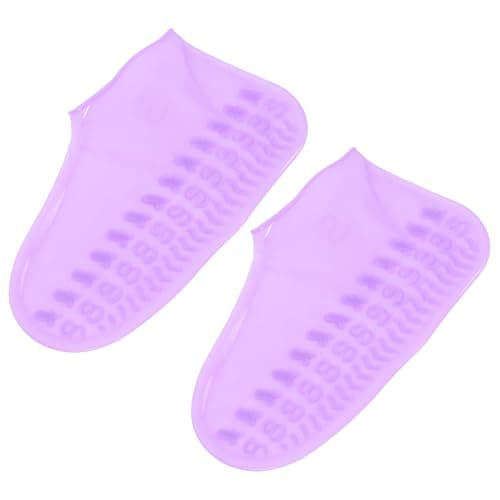 Silicone Waterproof Anti-Slip Shoe Covers, Purple 1 Pair for Adults