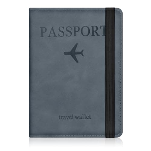 AOOSU Passport Holder Cover, PU Leather Passport Cover with RFID Blocking Travel Wallet, Portable Universal Travel Wallet Case Organiser for Money, Boarding Passes, Credit Cards Ocean Blue