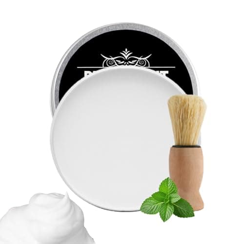 Solid Shaving Soap for Men,Mint Shaving Smoothest Wet Soap with Shaving Brush,Deep Cleaning,Travel Size Shaving Soap