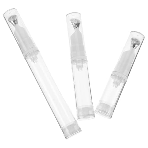 TOYZFRIENDY 3pcs Travel Size Airless Pump Bottles with Zinc Alloy Metal Massage Applicator Head for Eye Cream Foundation Lotion Serum Containers 5ml 10ml 15ml Refillable Skincare Dispensers
