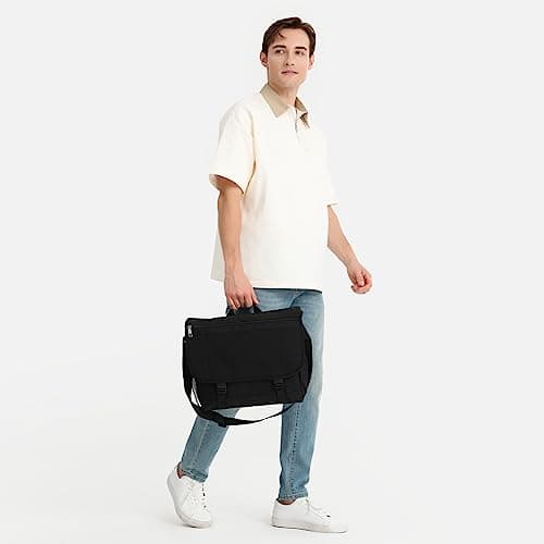 Kono Laptop Messenger Bags Men's Shoulder Bag Fits 15.6 Inch Laptop Water Resistant Anti Theft Cross Body Satchel Briefcase for School Travel Work — view 3