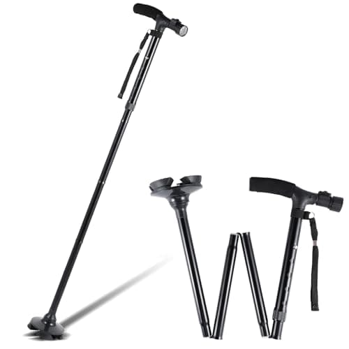 YORKING Walking Stick Folding Cane with Led Light Adjustable Height
