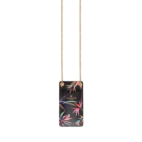 Sara Miller London Phone Crossbody Pouch, Wallet with Card Holders, Women's Travel Bag with Chain Strap, Bamboo Black — view 5