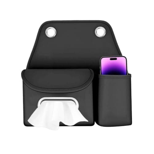 Back Seat Organizer with Tissue Box Cup Holder Auto Headrest Storage