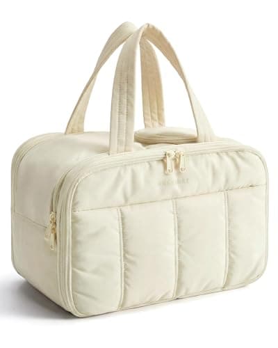 bagsmart Travel Toiletry Bag for Women, Extra Large Makeup Wash Bag, Beige