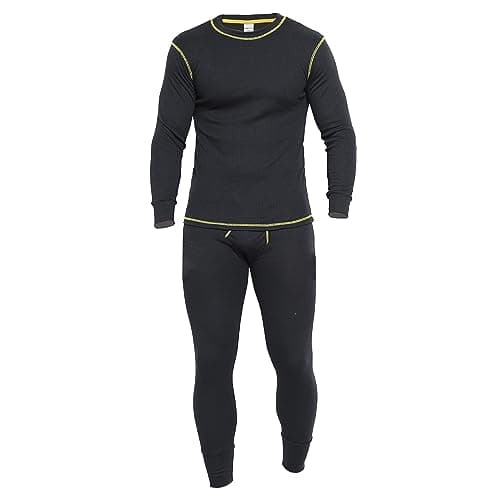 Heatwave Pro Work Mens Thermal Set Baselayer Long Sleeve Top & Long Johns Pants Sets Warm Underwear Trousers S M L XL XXL Winter Thermals, Medium Black