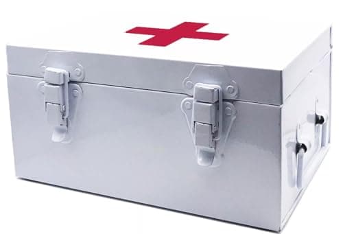 Nobel Medical First Aid Box with Detachable Tray, 2 Layer Storage, Multi Purpose Box, Camping, Workshop, office, Home, Vehicles, Safty Lock White