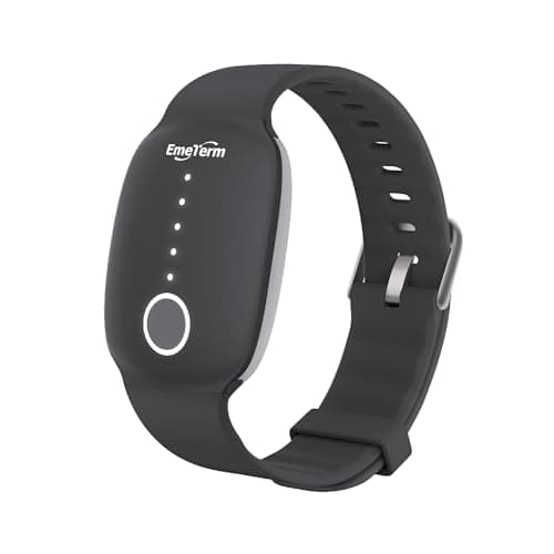 EmeTerm Fashion Relieve Nausea Electrode Stimulator Morning Sickness Motion Travel Sickness Vomit Relief Rechargeable No Gel Drug Free Wrist Bands Without Side Effects (Black)
