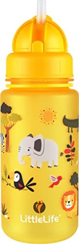 LittleLife Children's Bottle | Easy-Access Lid & Straw, 400ml, Safari