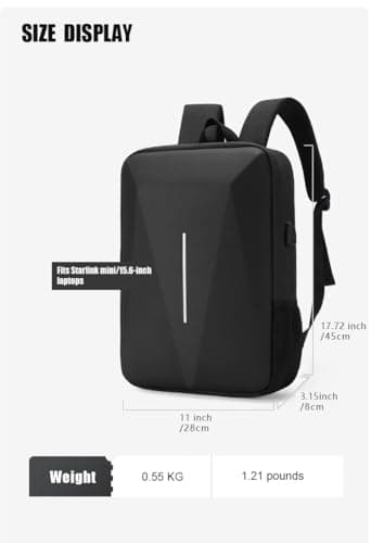 HFLZBRO Bag for Starlink Mini - Storage Bag Case for Starlink Dish and All Accessories - Anti-theft Water-resistant Backpack (BLACK) — view 2