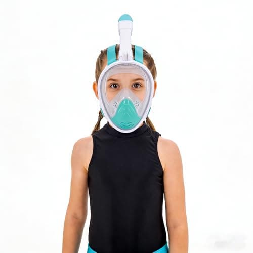 Snorkel Mask for Kids,Full Face Diving Mask Anti-Fog, Anti-Leak 180°view Design, Snorkeling Mask Set for Kids Girls Boys- Sports Camera Compatible(Green XS) — view 2