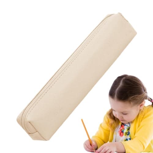 Slim Pu Leather Pencil Case Pouch, Small Pencil Bag with Zipper — view 6