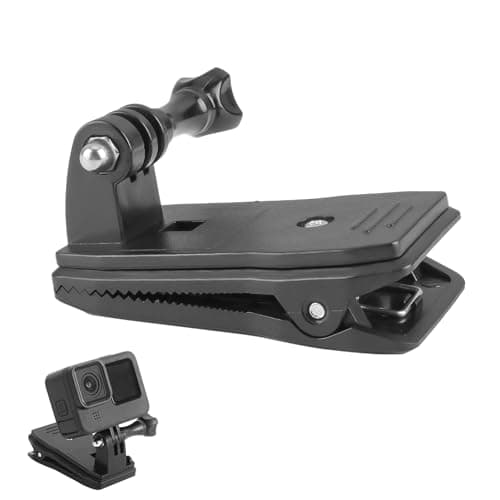 Teuena 360° Rotational Backpack Strap Mount Quick Clip for Hero 12 11 10 9 8 7 6 5 4 3+ 2 Session, Backpack Shoulder Clip Mount Clamp Body Cam Holder, Action Camera Accessories (Black)