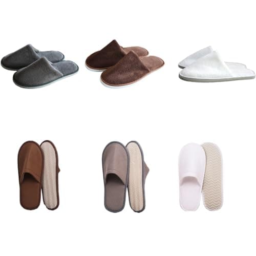 TWISAXC 10 Pairs Coral Fleece Disposable Hotel Slippers Beauty,Brown — view 5