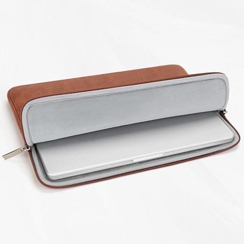 RAINYEAR 11 Inch Laptop Sleeve PU Suede Leather Carrying Case, Brown — view 5