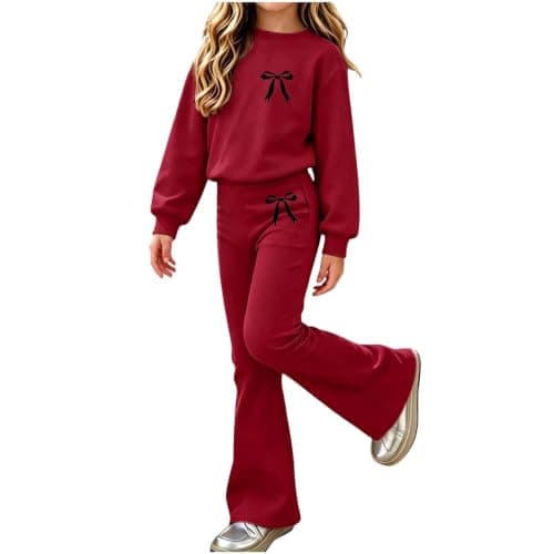 duxyoz Girls Sweatsuit Set Fall Outfits 2 Pcs Athletic Sets Tween Clothes