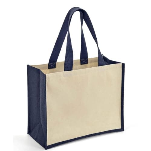 Printshirts Personalised Canvas Tote Bag – Custom Shopping Bag with Image, Logo or Text, Large Reusable Shoulder Bag, Natural Contrast Colour Handles, Personalised Gift Bag Navy — view 4
