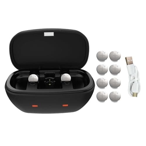 Rechargeable Hearing Aid Batteries and Charger Station for 13 Hearing Aid Amplifiers Battery Charger with 8 Pack Rechargeable Silver-Zinc Battery Size 13 Button Batteries