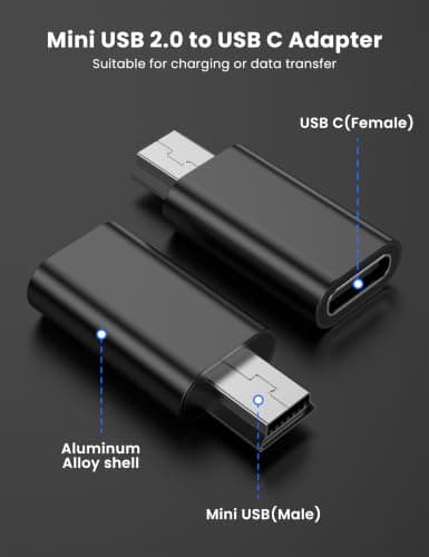5Pack Mini USB to USB C Adapter,USB C Female to Mini USB 2.0 Male Adapter — view 2