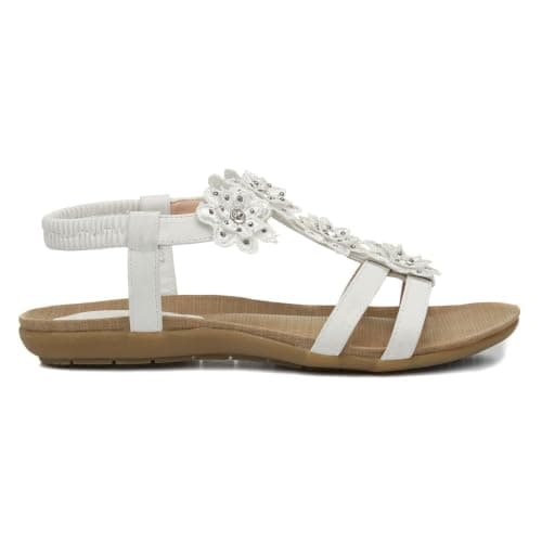 Lilley Stella Womens White Flower Crochet Sandal - Size 6 UK - White — view 2
