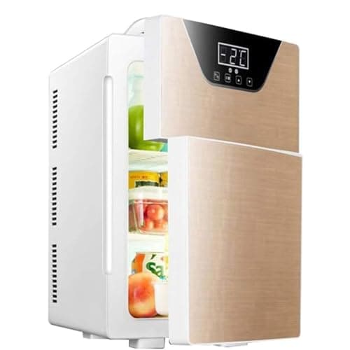 YOtat Mini Fridge Mini Fridge for Bedroom,20-Liter Mini-Fridge Cooler/Warmer for Cars Road Trips Homes Offices and Dorms Gold/Silver (Gold Triple core)