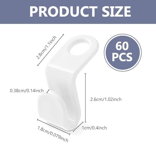 60Pcs Clothes Hanger Connector Hooks, Multi-layer Stackable Hangers Space Savers Hooks, Drop Connecting Hanger Hook, Cascading Clothes-Hook for Wardrobe Clothes-Organiser(COLOR:White) — view 3