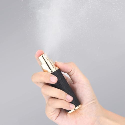 Fusupak Travel Perfume Bottle Refillable - Mini Portable Cologne Atomizer Sprayer - Empty Travel Size Fragrance Pump Dispenser Container for Man - 10ml Black 2PCS Small Pocket Leather Refill Sample — view 2