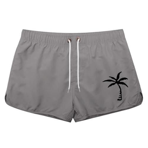 Generisch Swimming Trunks Swim Shorts Stretch Fashion Casual Travel Coconut Tree Print Beach Shorts Neoprene Vest, gray, S — view 2