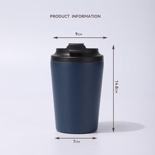 ZHIFENGYUAN Stainless Steel Insulated Coffee Cup with Spill Proof Lids,12oz(350ml),Unbreakable Durable,Reusable Drinking Cup,Gift for hot Cold iced, Travel Mug for Child Adults Outdoor(Navy Blue) — view 6