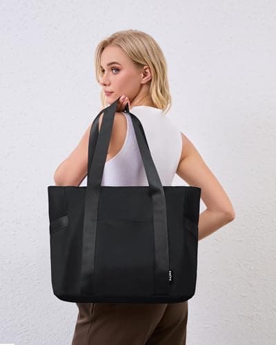 Prite Tote Bag for Women Weekender Bag with Laptop Compartment for Work Nurse School Travel Gym (Black) — view 3