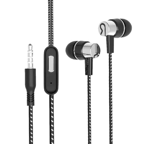 Wired Phone Earbuds - HighQuality Ear Headphones, Corded Portable Earphones Microphone | Sweat Proof Durable Design, Comfortable Wired Earbuds For Music Lovers Walking Jogging Travel Airplanes Daily