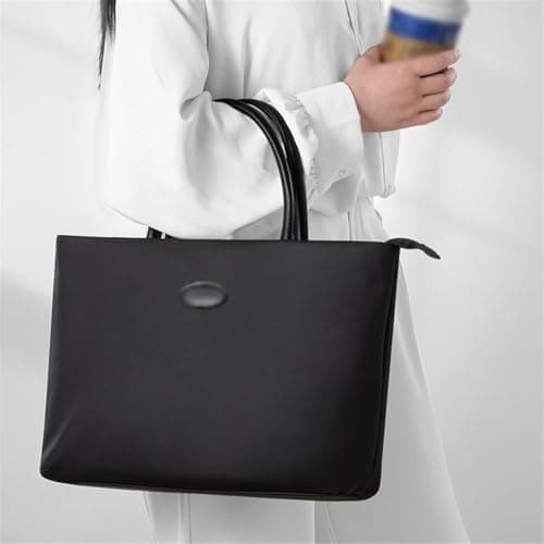 Carrying Leather Laptop Bag Large Capacity Tablet Office Briefcase For Work, Business,Travel(White) — view 3
