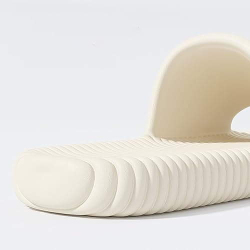 Lightweight Quick-Dry Shower Slippers for Women and Men, Slip-On Indoor Outdoor Slides with Soft EVA Sole, Open Toe Pool Sandals for Home Beach Gym Travel (White, 4.5) — view 5