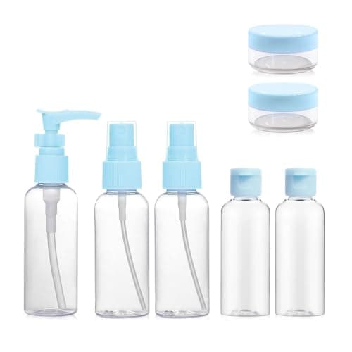 Travel Bottles for Toiletries, 7-Piece Set with Spray Bottles