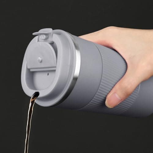 HASAGEI Travel Mug, Insulated Coffee Cup with Leakproof Lid - Vacuum Insulation Stainless Steel for Hot and Cold Water Coffee and Tea 510ml/380ml (Grey, 380ml) — view 4