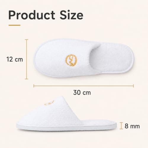 Iyxeo 6 Pairs Large Men Disposable Hotel Slippers, Coral Fleece Guest Slippers UK Size 9 for Spa Travel Wedding — view 3