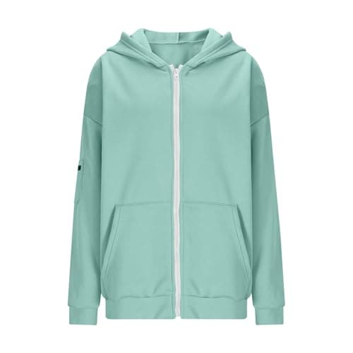 ThiCc Airplane Mode Travel Hoodie – Women's Oversized Comfy Long Sleeve Full Zip Pullover Sweatshirt with Hidden Pocket for Airport Lounge Daily Use Streetwear (Light Grey,L) — view 4